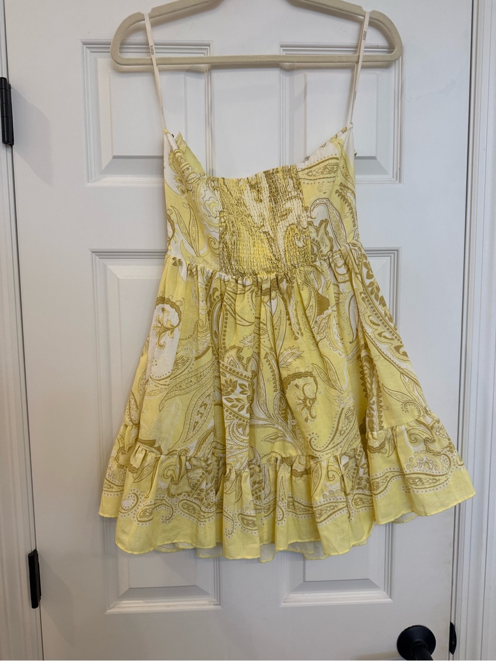 NWT HEMANT & NANDITA Fiza Tube Strapless Dress Yellow Linen Mini Medium - Picture 8 of 11